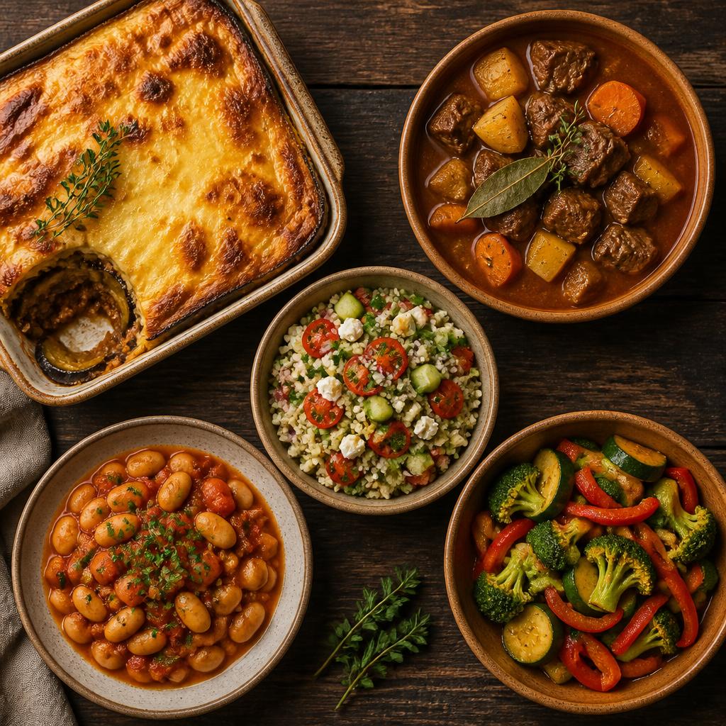 Plan de 5 platos para 3 personas